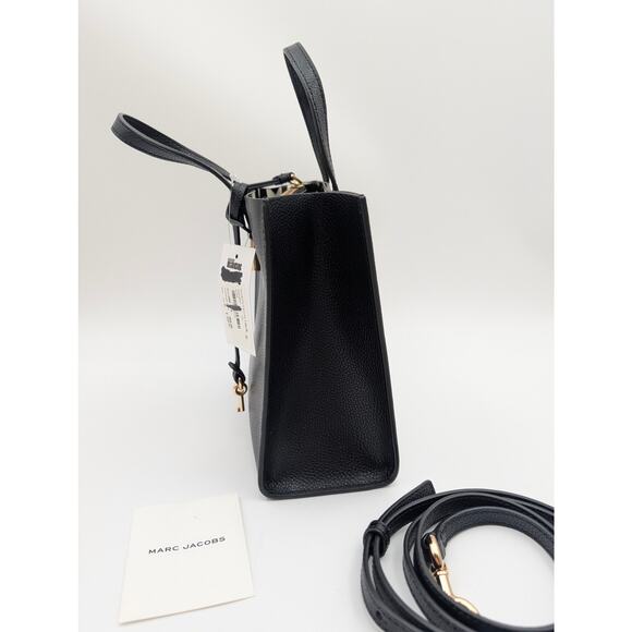 Marc Jacobs Mini Grind Coated Leather Tote Bags Zip Pockets Black M0015685 - Picture 3 of 16